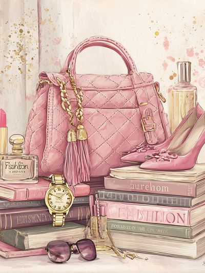 Pink Fashion Still Life Poster.