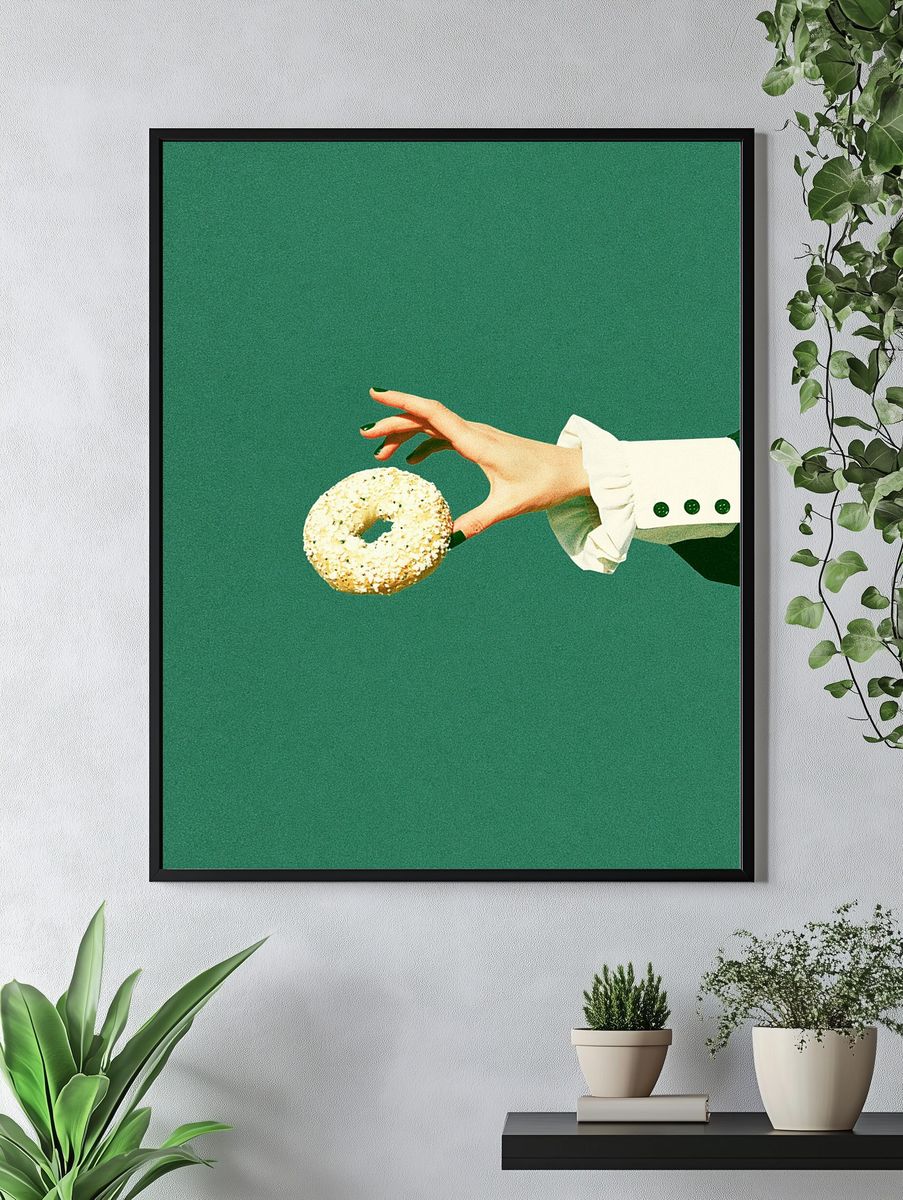 Surreal Hand with Bagel Print. — room view 4