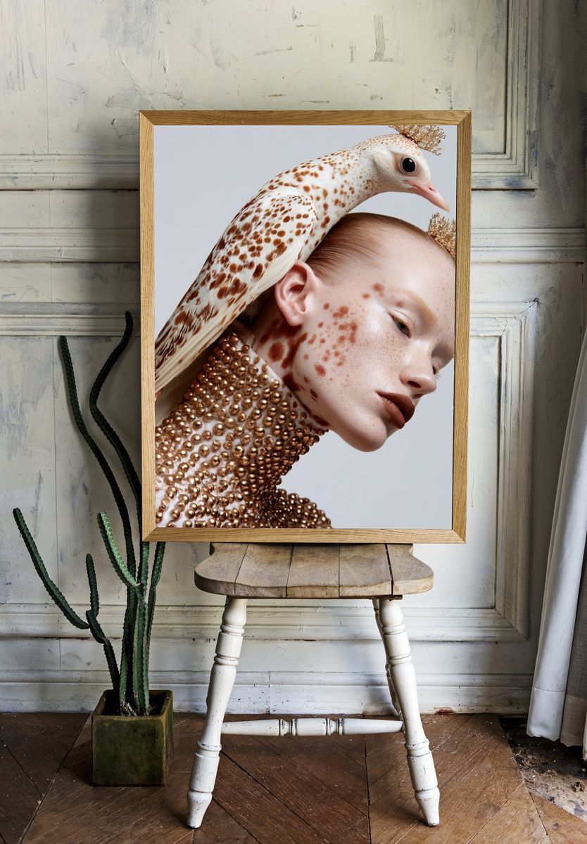 Surreal Bird Portrait Print. — room view 1