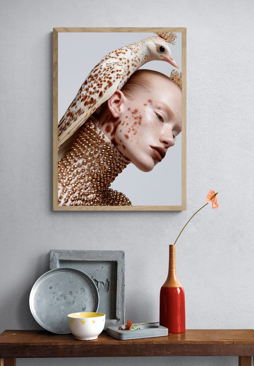 Surreal Bird Portrait Print. — room view 3