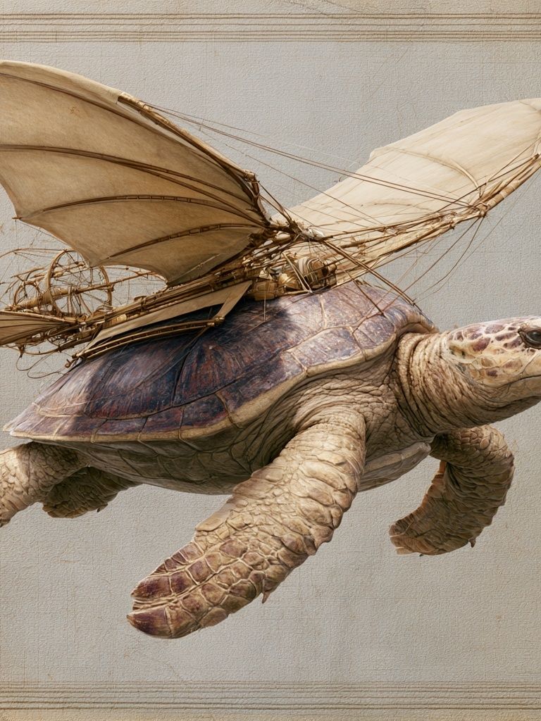 Flying Turtle Surrealism Print. poster — fine-art art