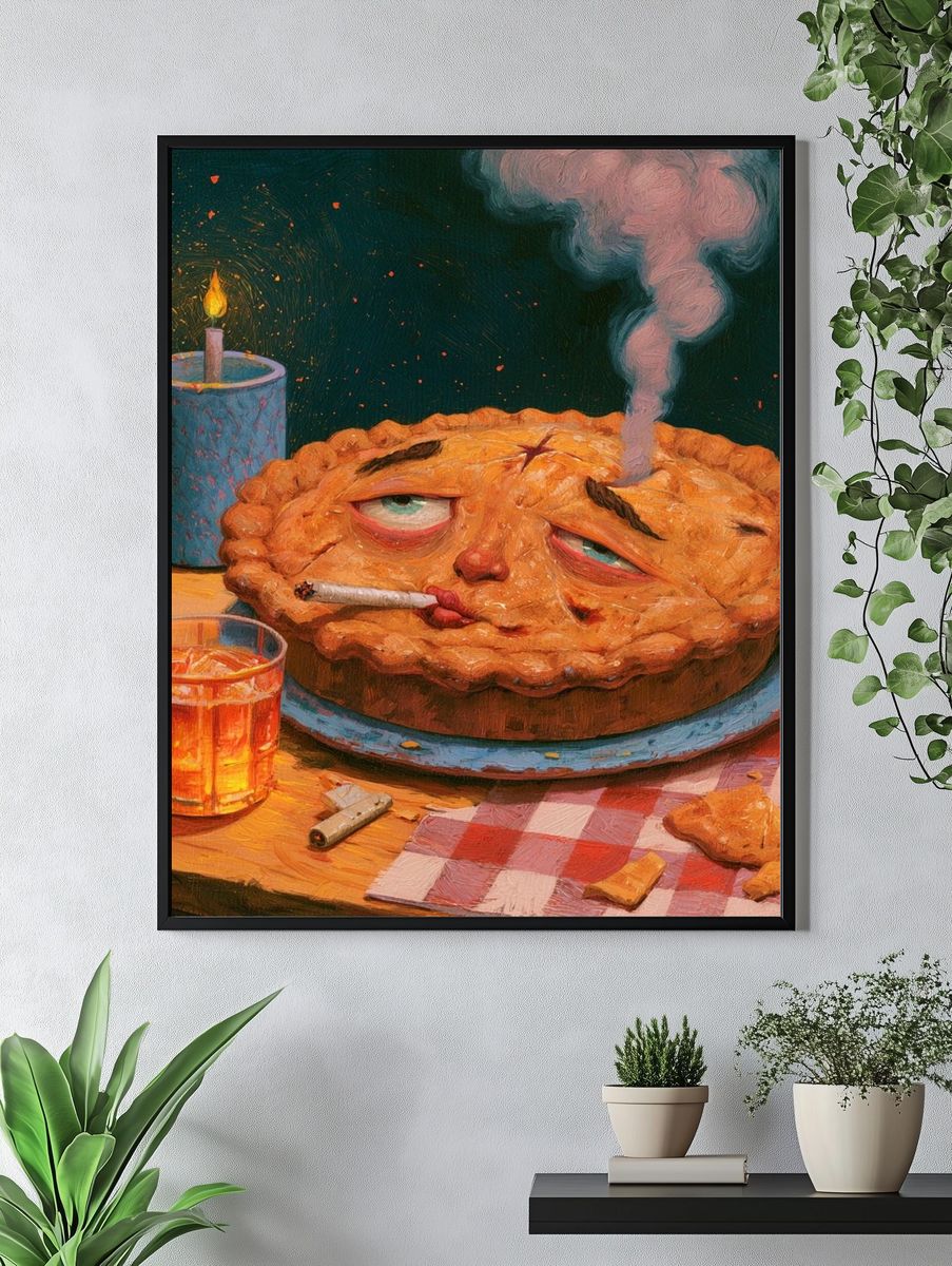 Surreal Smoking Pie Print. — room view 4