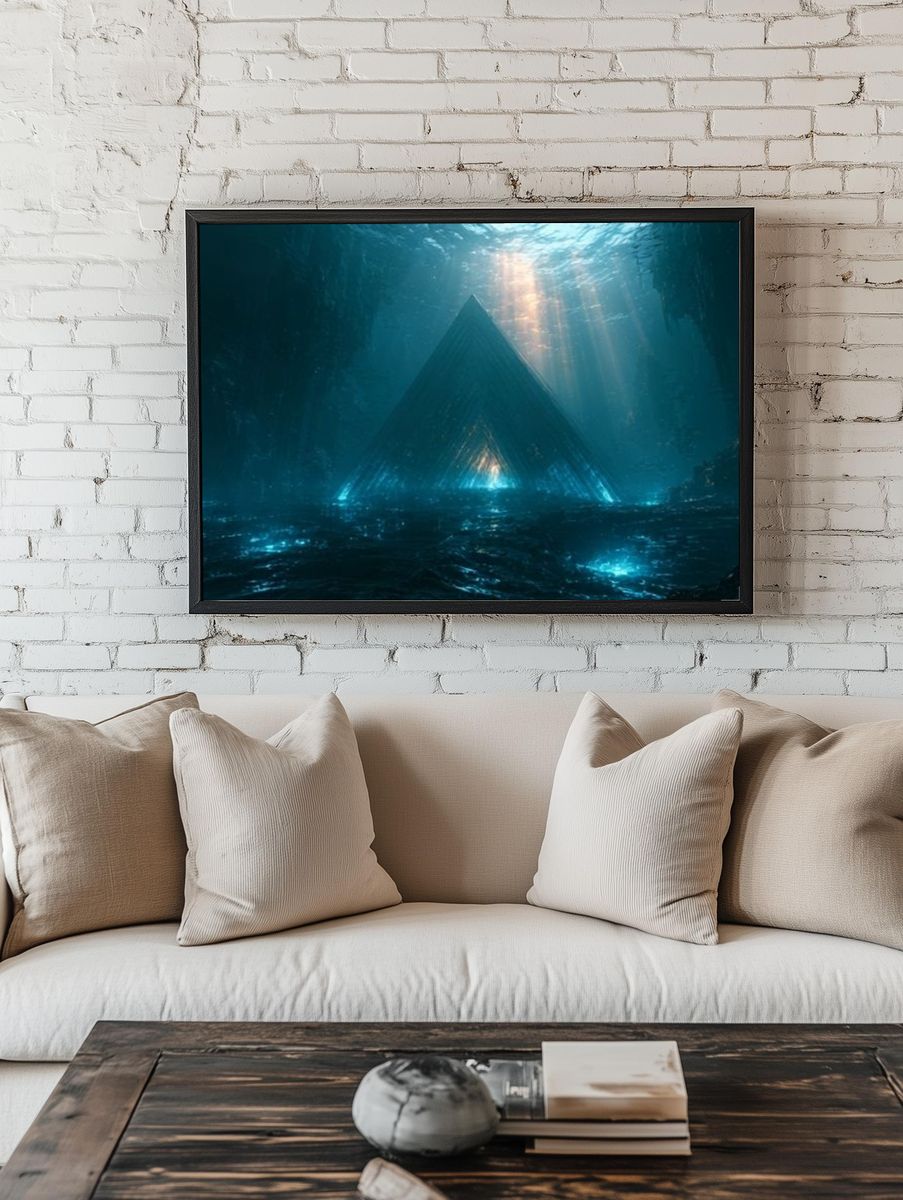 Underwater Pyramid Surrealism Poster. — room view 1