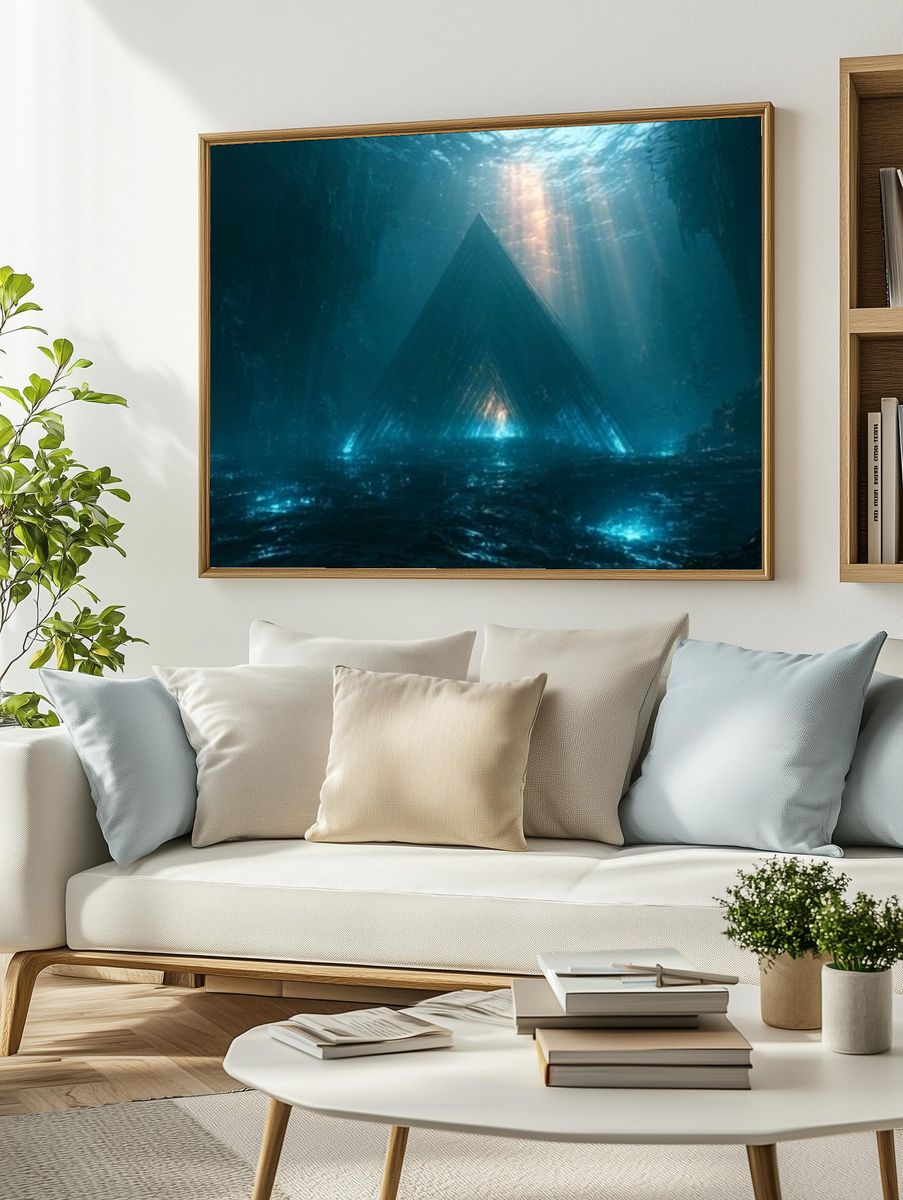 Underwater Pyramid Surrealism Poster. — room view 2