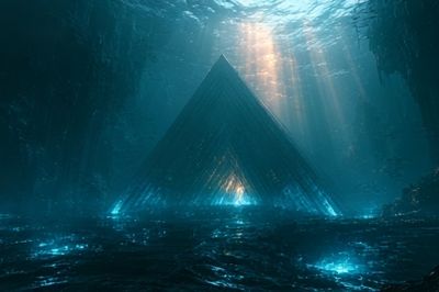 Underwater Pyramid Surrealism Poster. poster
