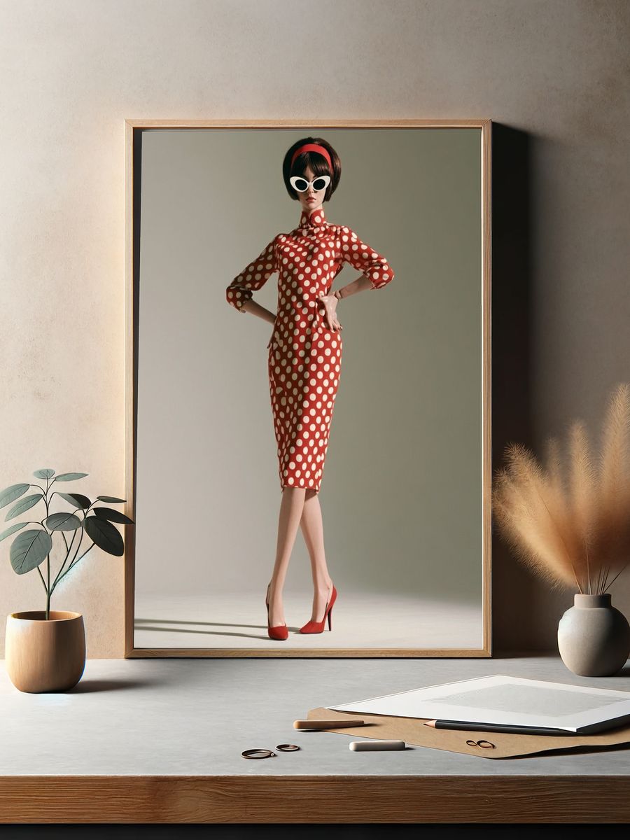 Polka Dot Fashion Portrait Poster. — room view 2