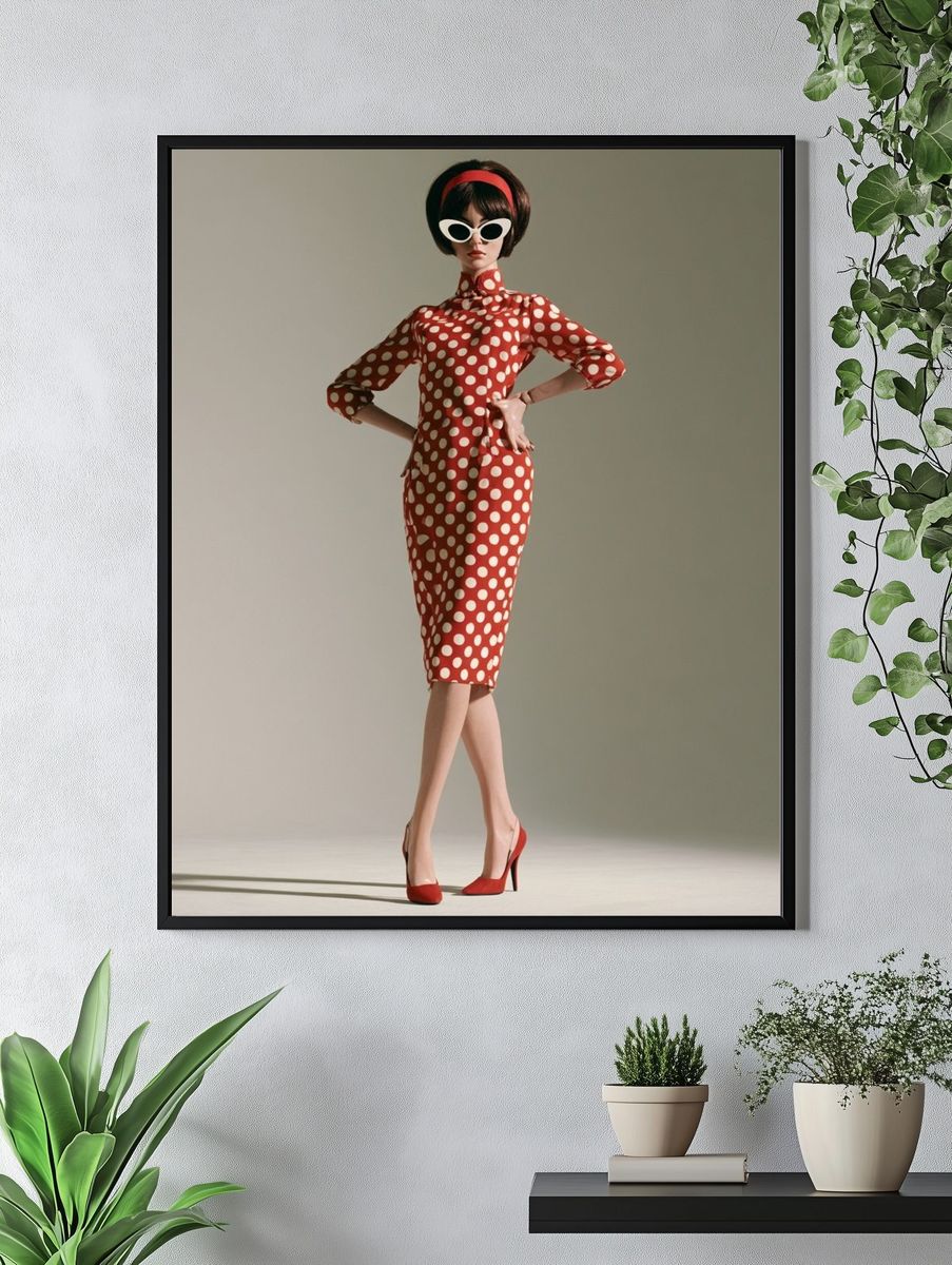 Polka Dot Fashion Portrait Poster. — room view 4