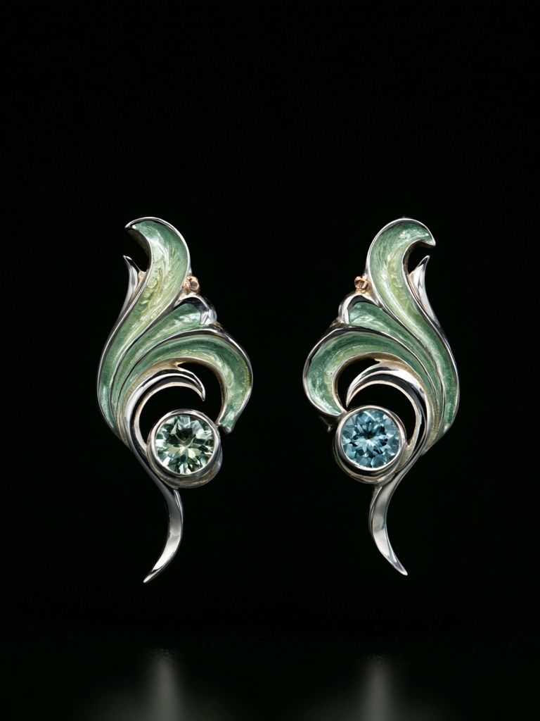 Art Nouveau Gemstone Earrings Print. poster — fashion art