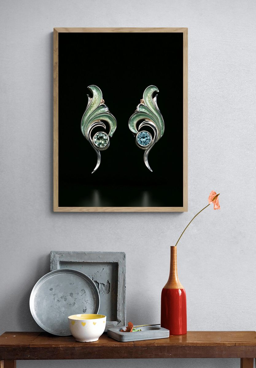 Art Nouveau Gemstone Earrings Print. — room view 3