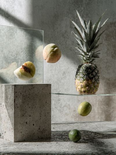 Floating Fruit Still Life Print. poster