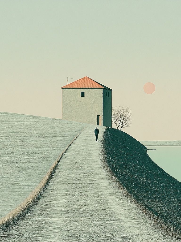 Solitary House Surrealism Print. poster detail