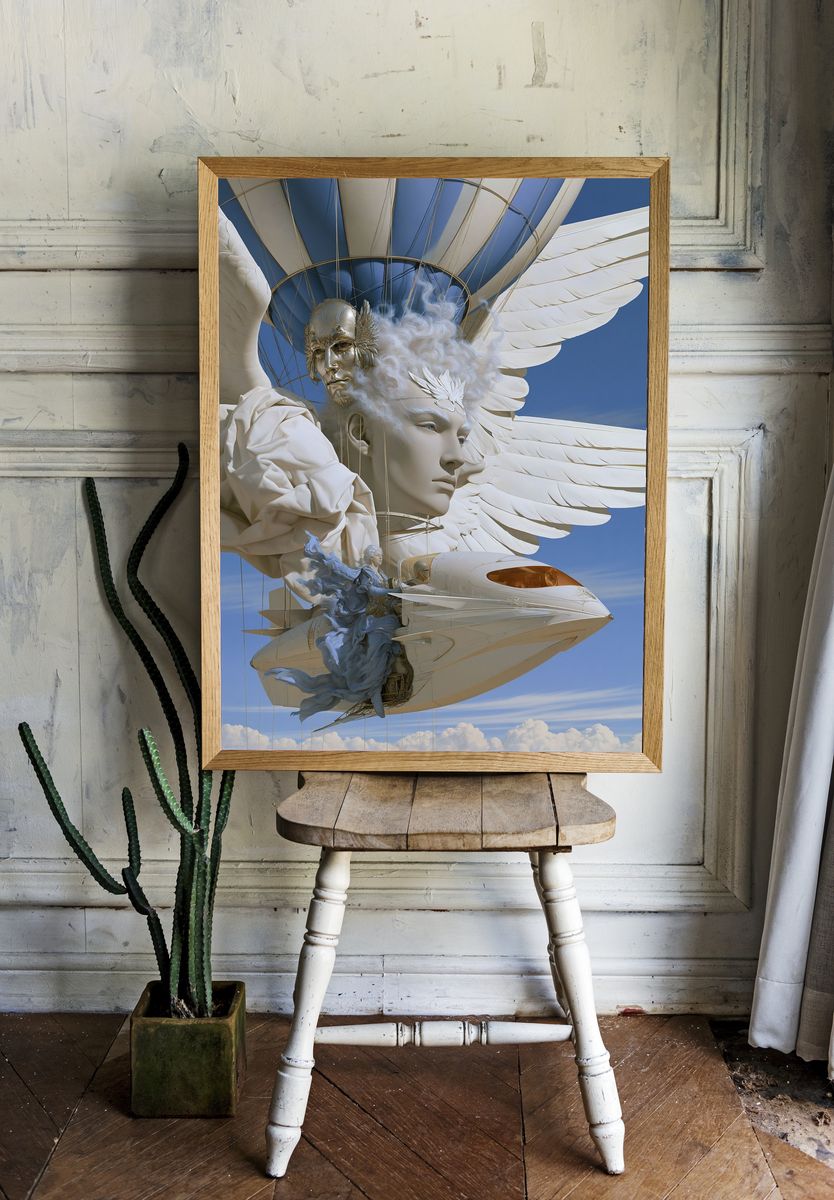 Celestial Airship Surrealism Print. — room view 1