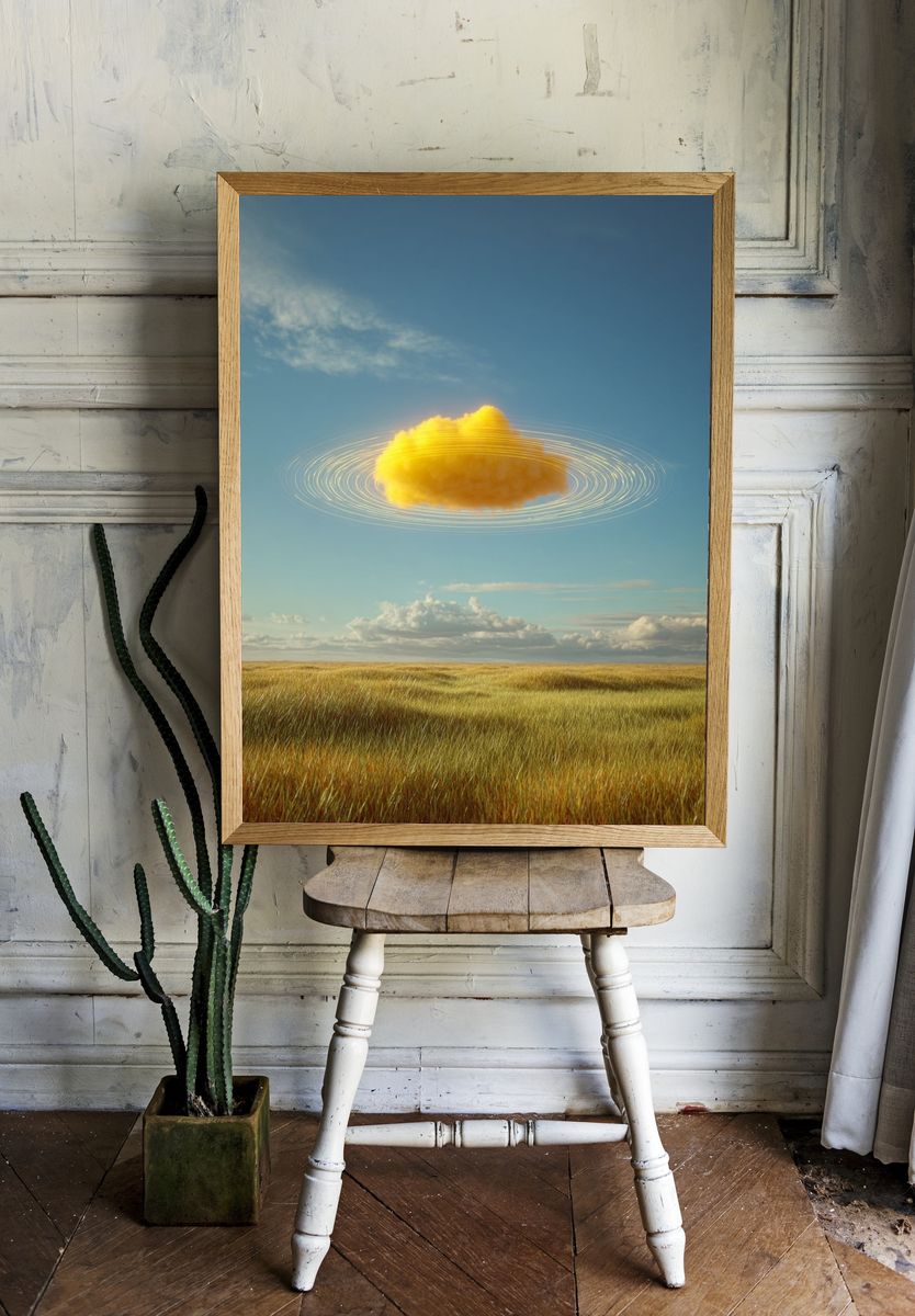 Golden Cloud Landscape Print. — room view 1