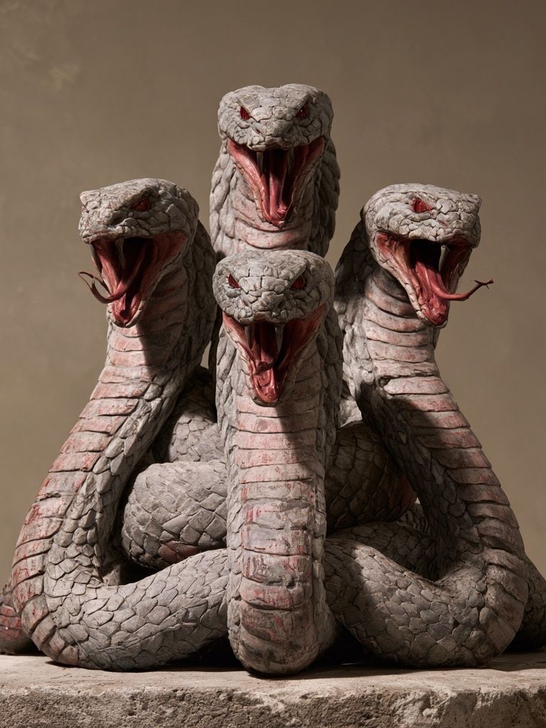 Four-Headed Cobra Surrealism Print. poster detail