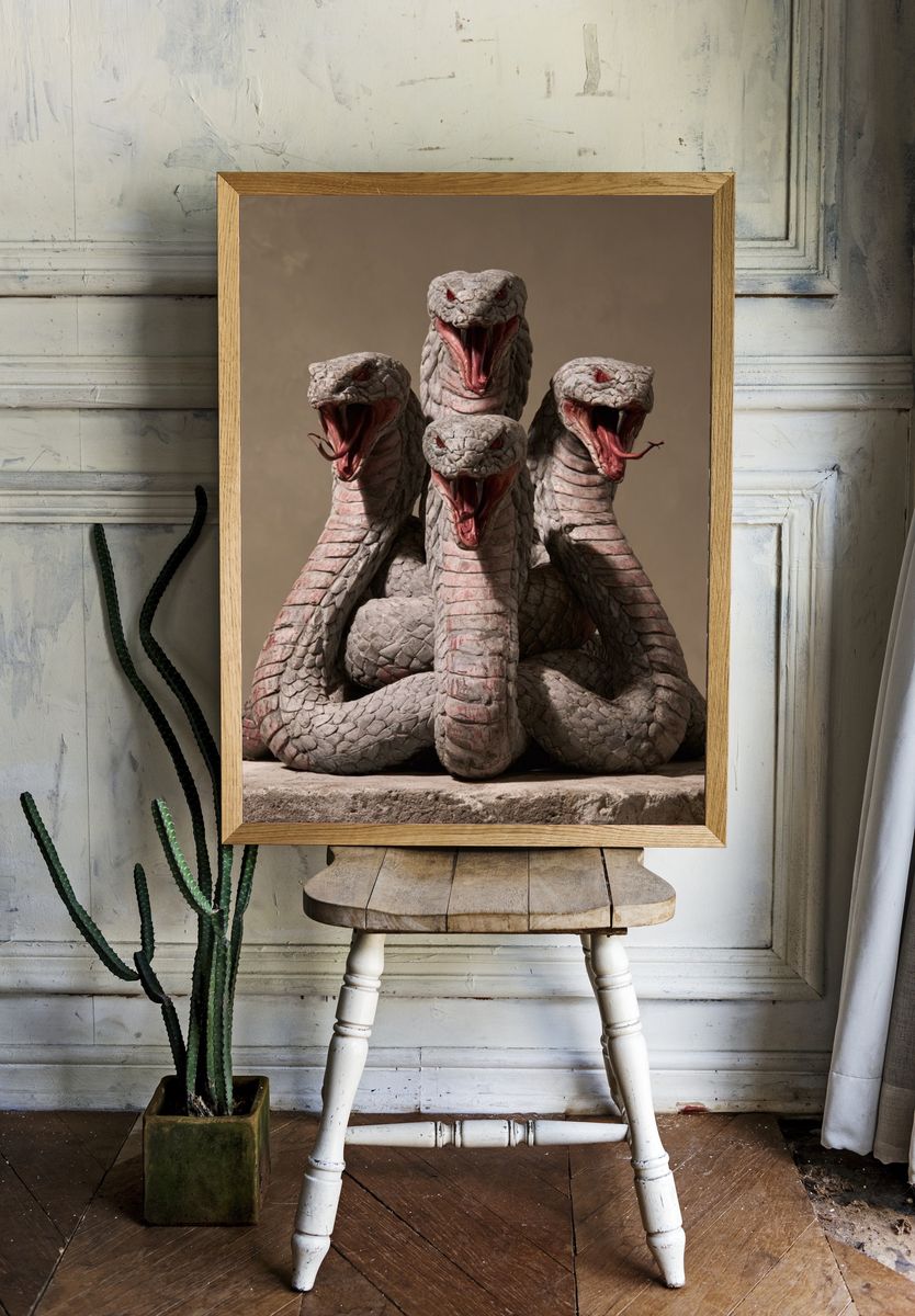 Four-Headed Cobra Surrealism Print. — room view 1