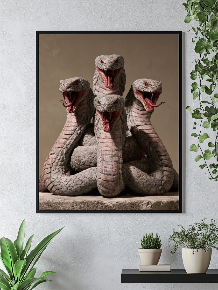 Four-Headed Cobra Surrealism Print. — room view 4