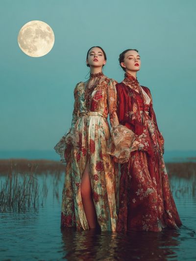 Moonlit Fashion Portrait Print. poster
