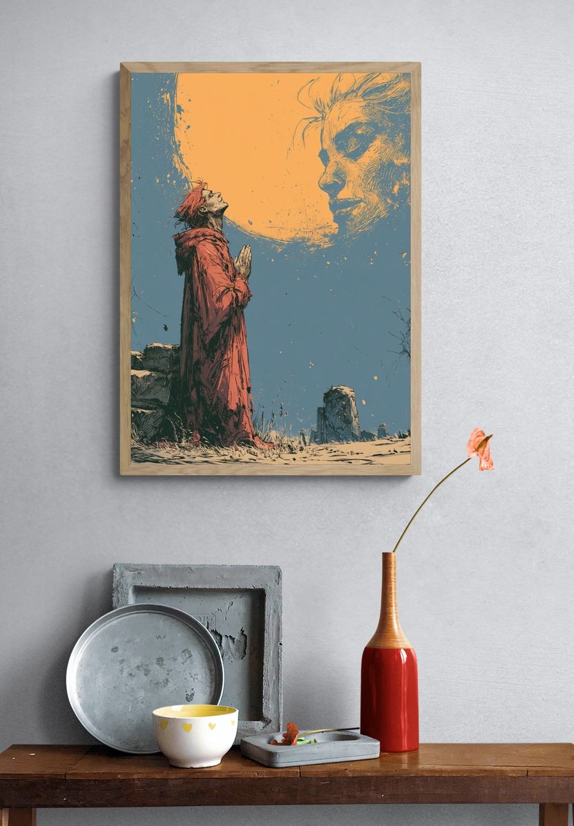 Moonlit Prayer Surrealism Poster. — room view 3