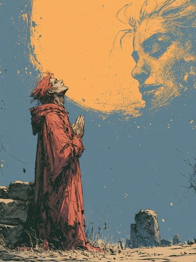 Moonlit Prayer Surrealism Poster. poster