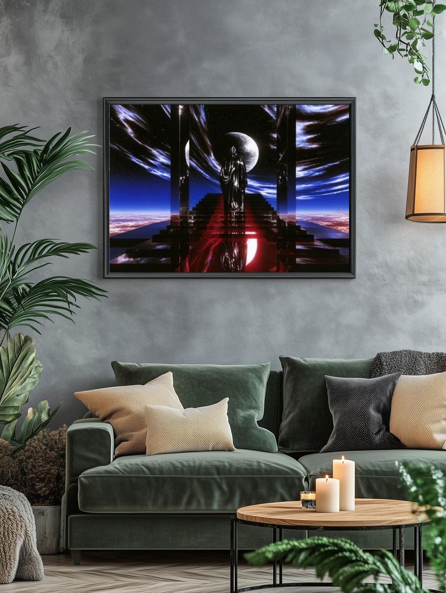 Cosmic Stairway Surrealism Poster. — room view 4