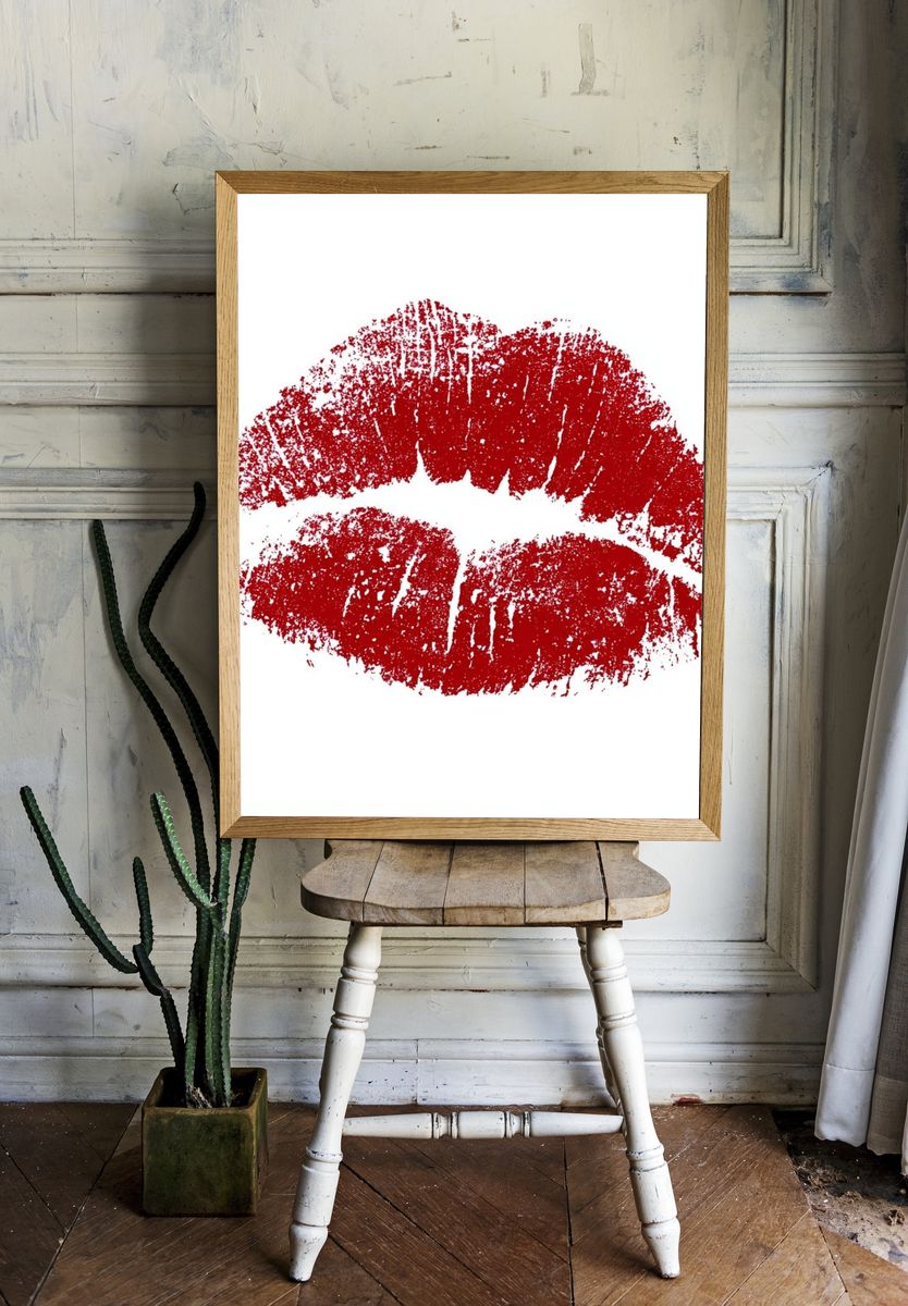 Red Lip Print Poster room preview