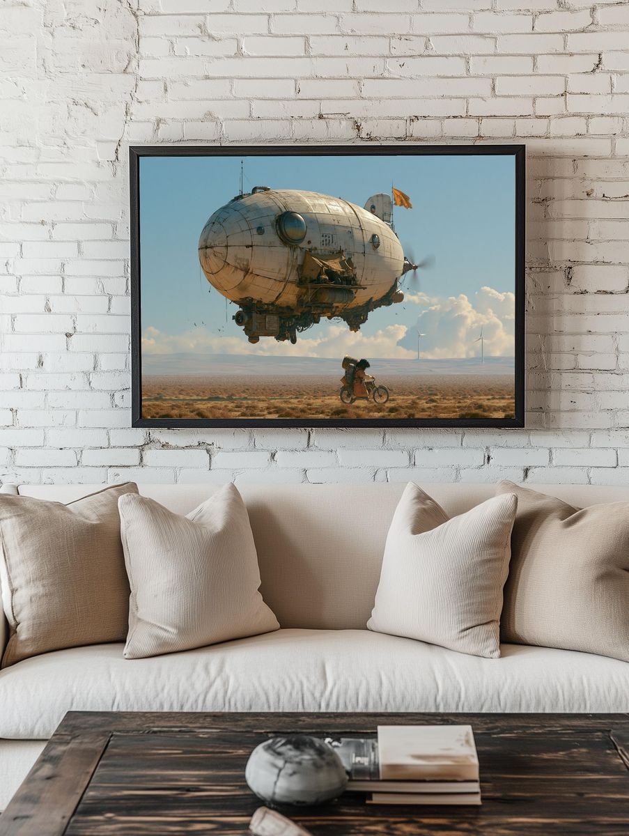 Desert Airship Surrealism Poster. — room view 1