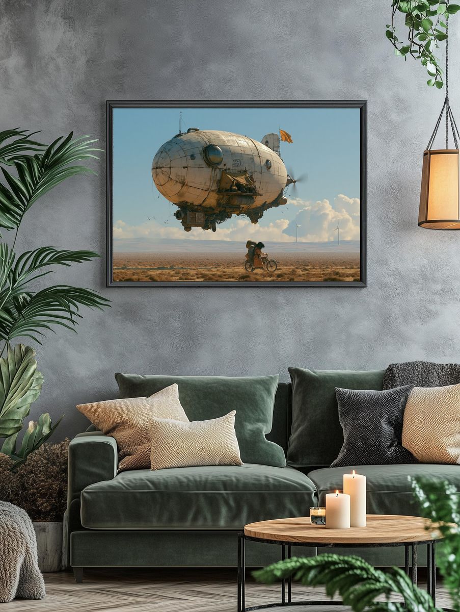Desert Airship Surrealism Poster. — room view 4