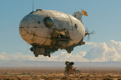 Desert Airship Surrealism Poster. poster