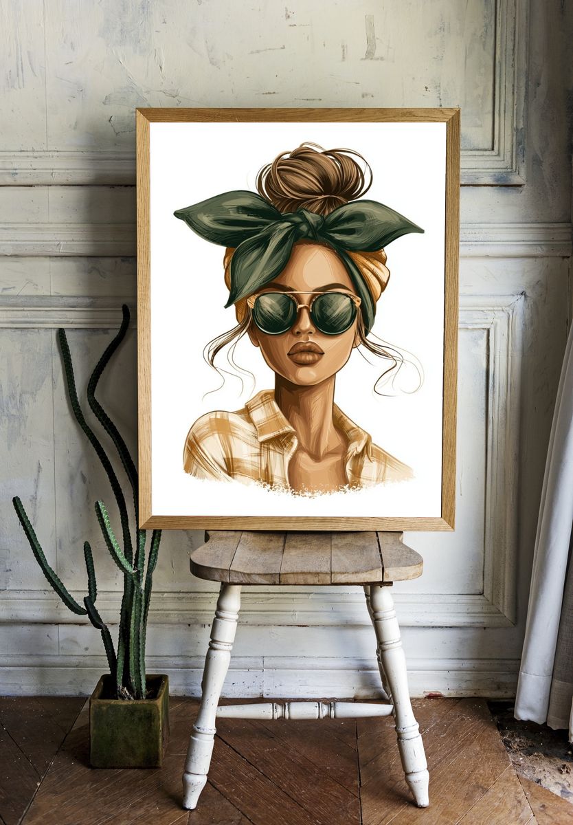 Stylish Woman Portrait Print. — room view 1