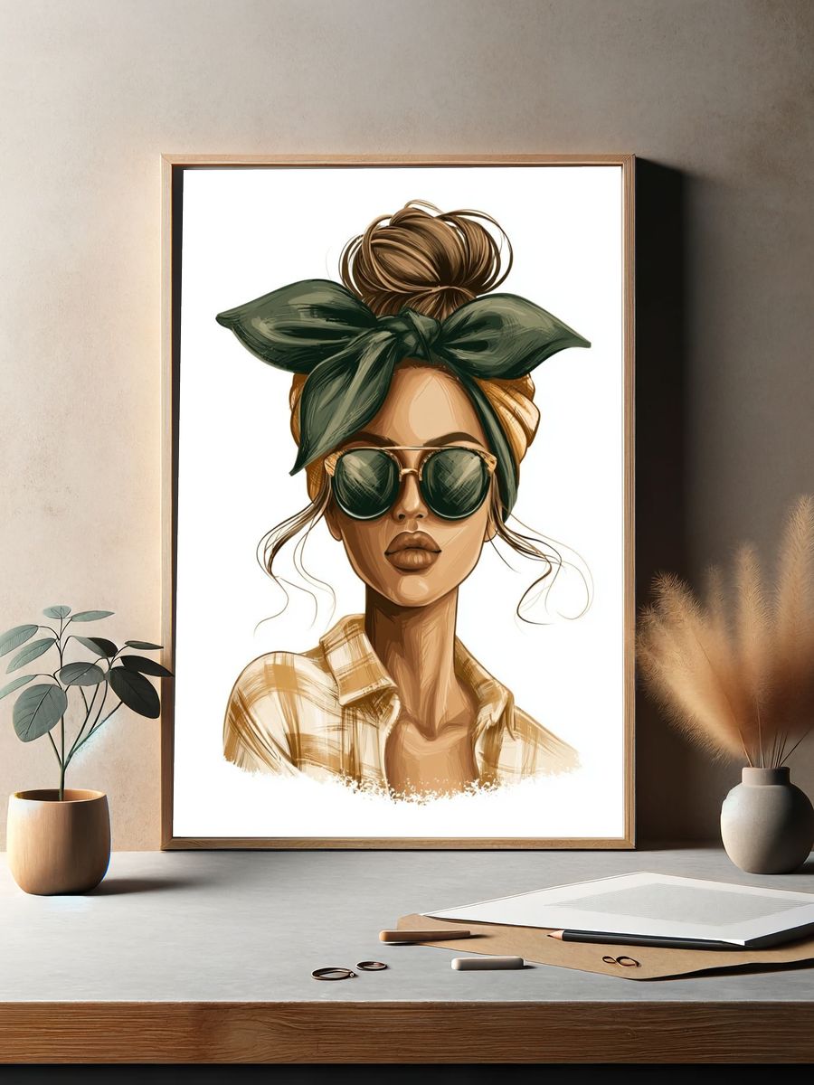 Stylish Woman Portrait Print. — room view 2