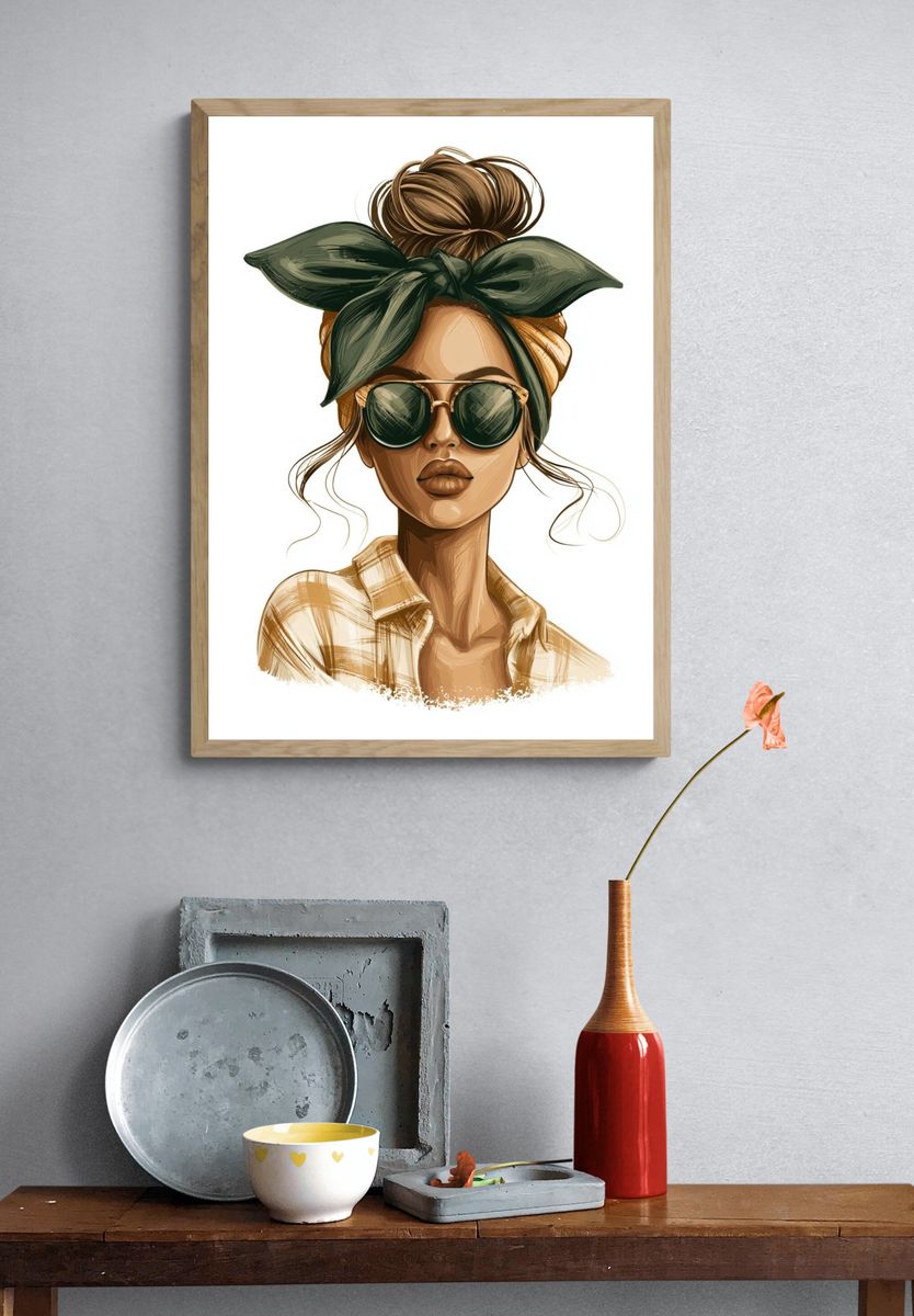 Stylish Woman Portrait Print. — room view 3