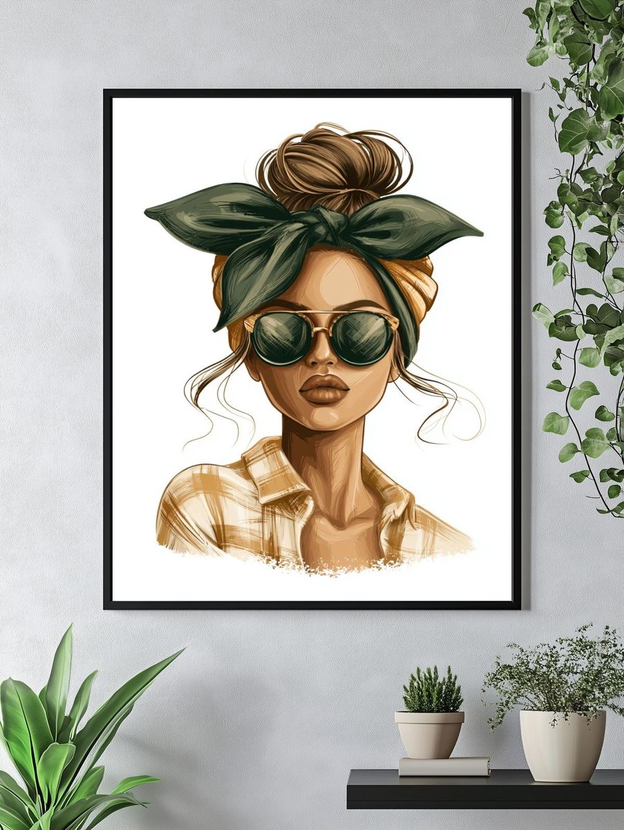 Stylish Woman Portrait Print. — room view 4