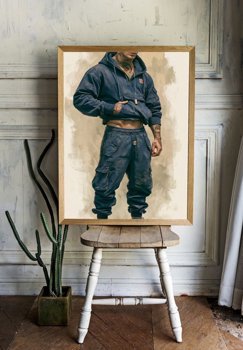 Tattooed Streetwear Portrait Poster. — room view 1