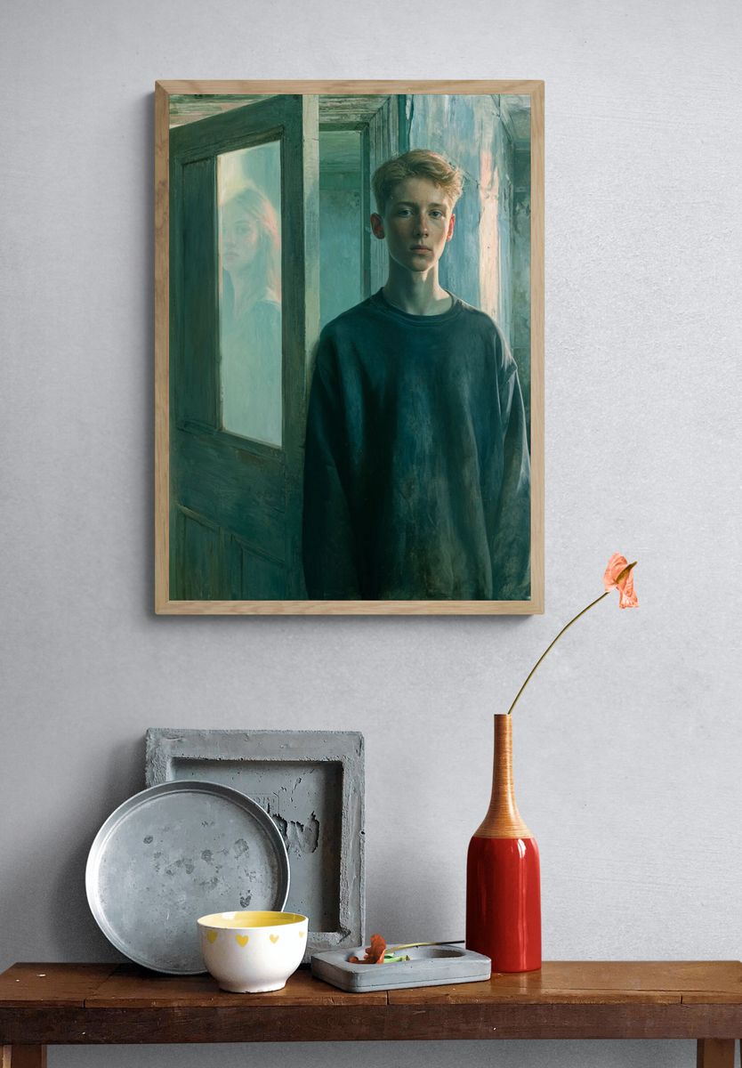 Boy in Doorway Surrealism Print. — room view 3