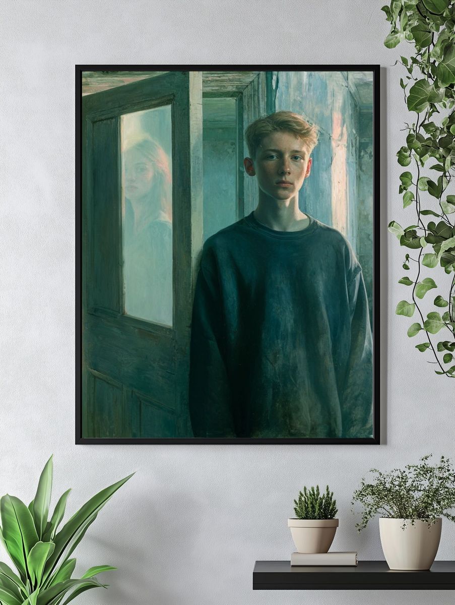 Boy in Doorway Surrealism Print. — room view 4