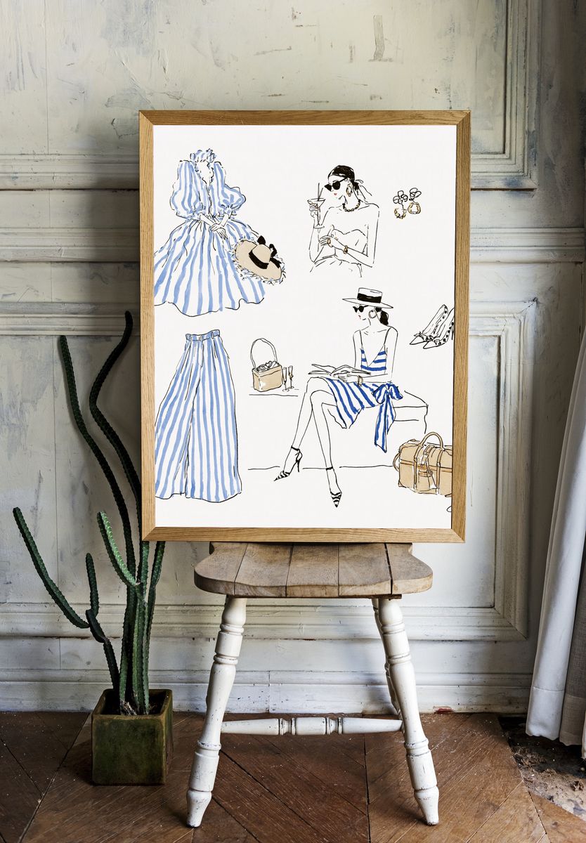 Fashion Sketch Collage Illustration Poster. — room view 1