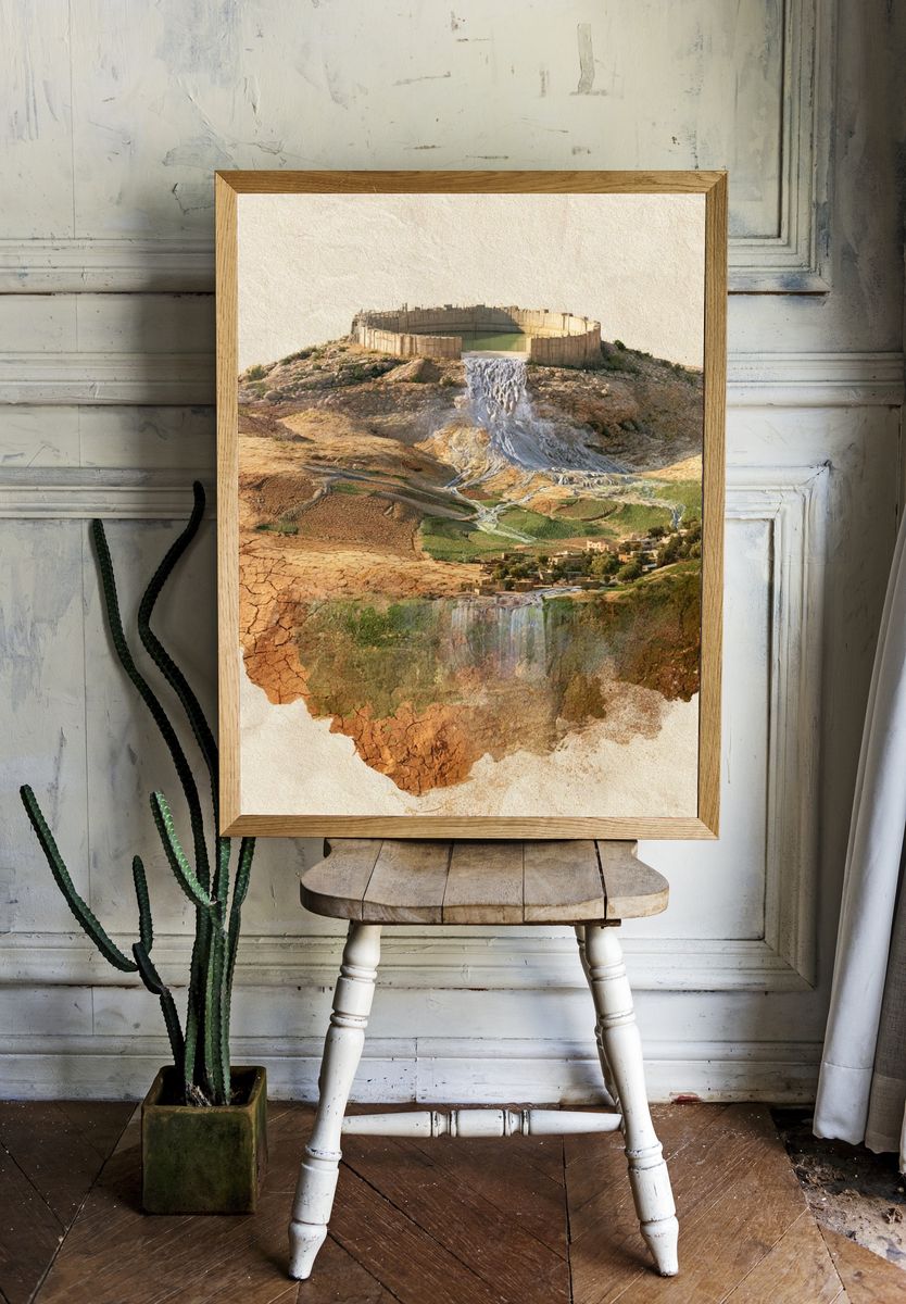 Floating Landscape Collage Print. — room view 1