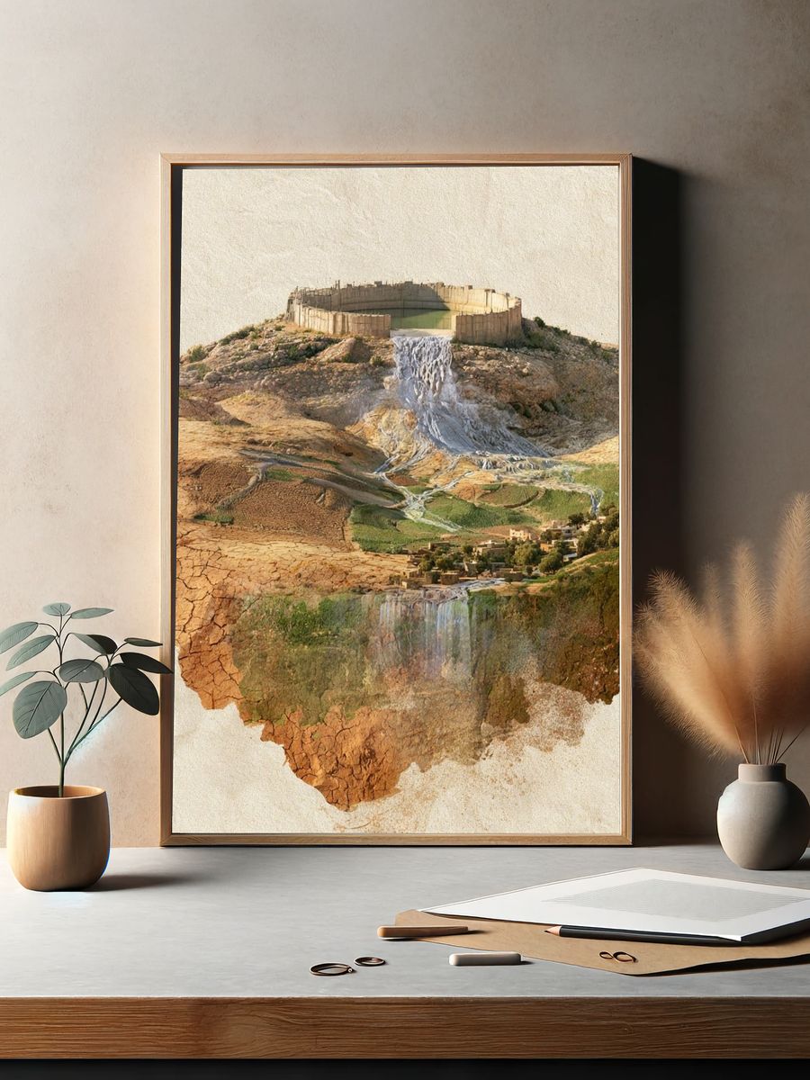 Floating Landscape Collage Print. — room view 2
