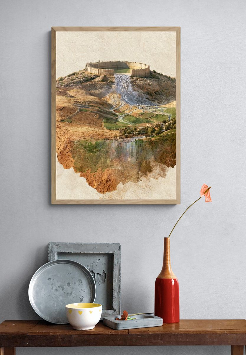 Floating Landscape Collage Print. — room view 3