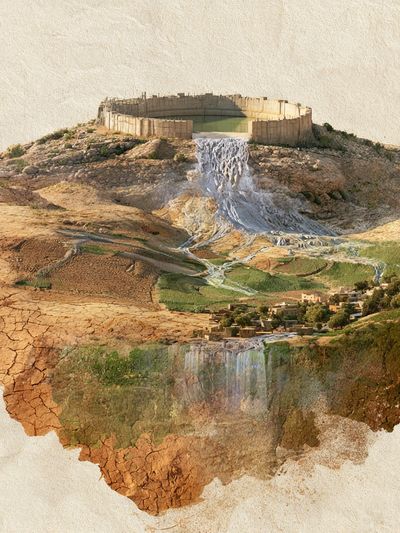 Floating Landscape Collage Print. poster