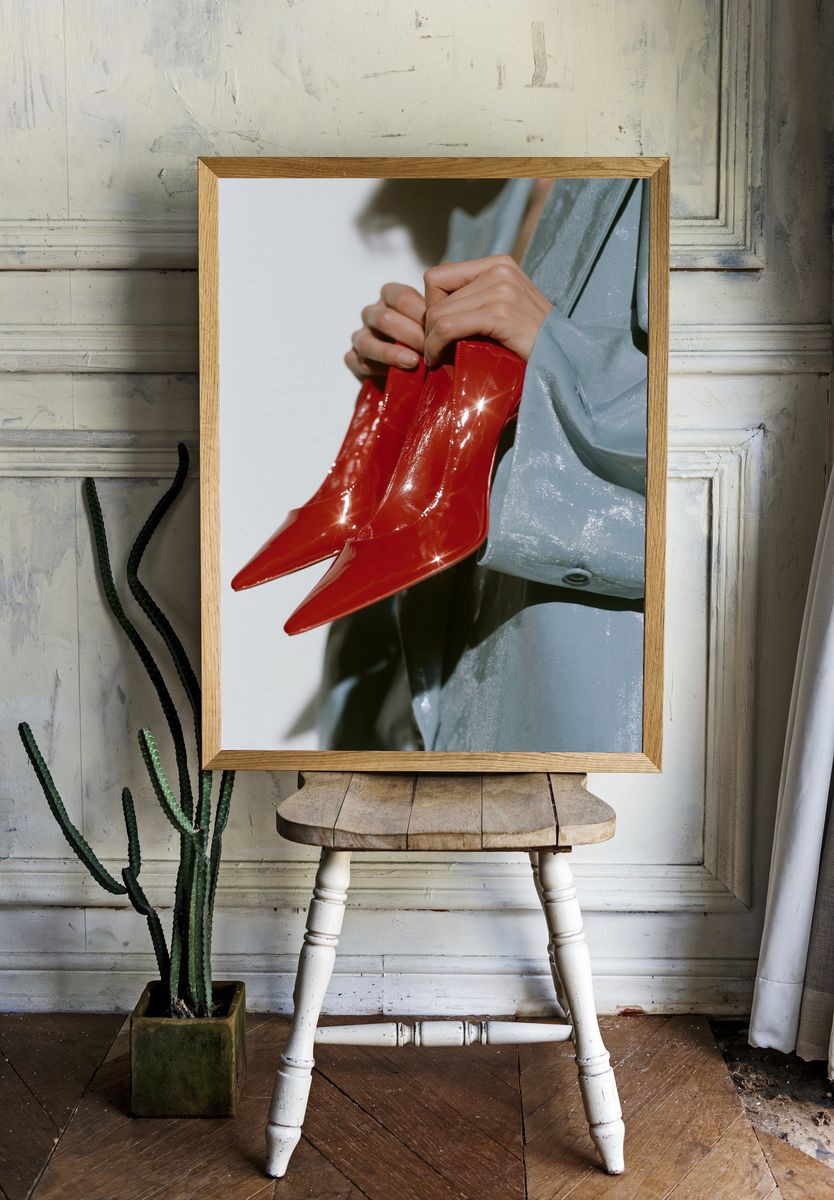 Red Patent Boots Fashion Poster. room preview