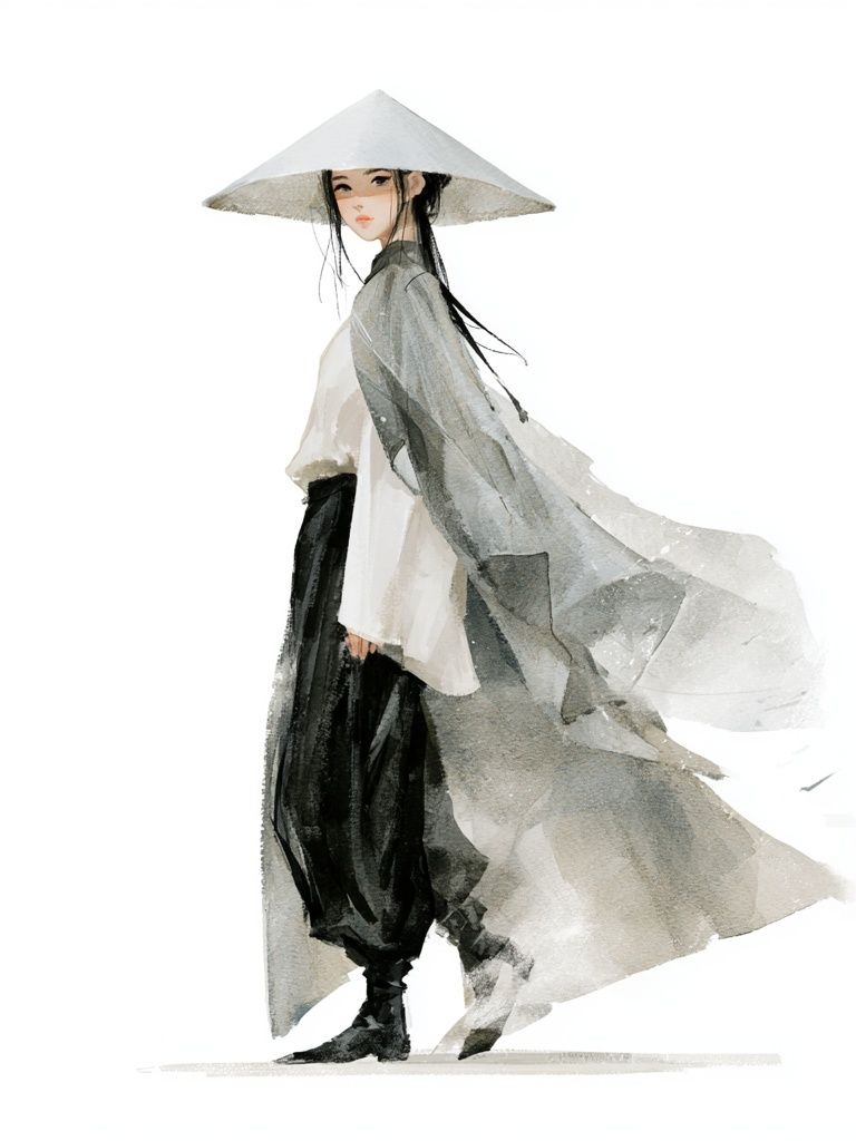 Asian Fashion Watercolor Poster. poster detail