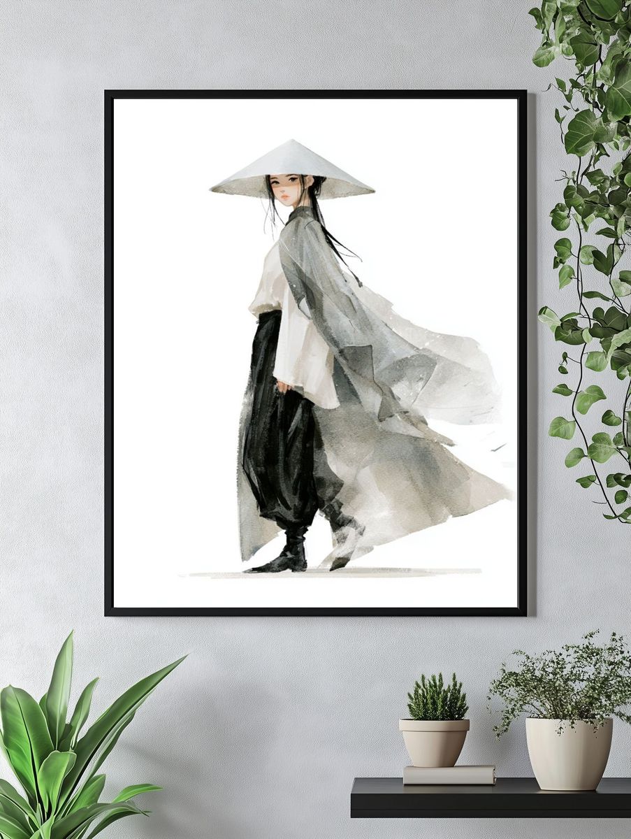 Asian Fashion Watercolor Poster. — room view 4