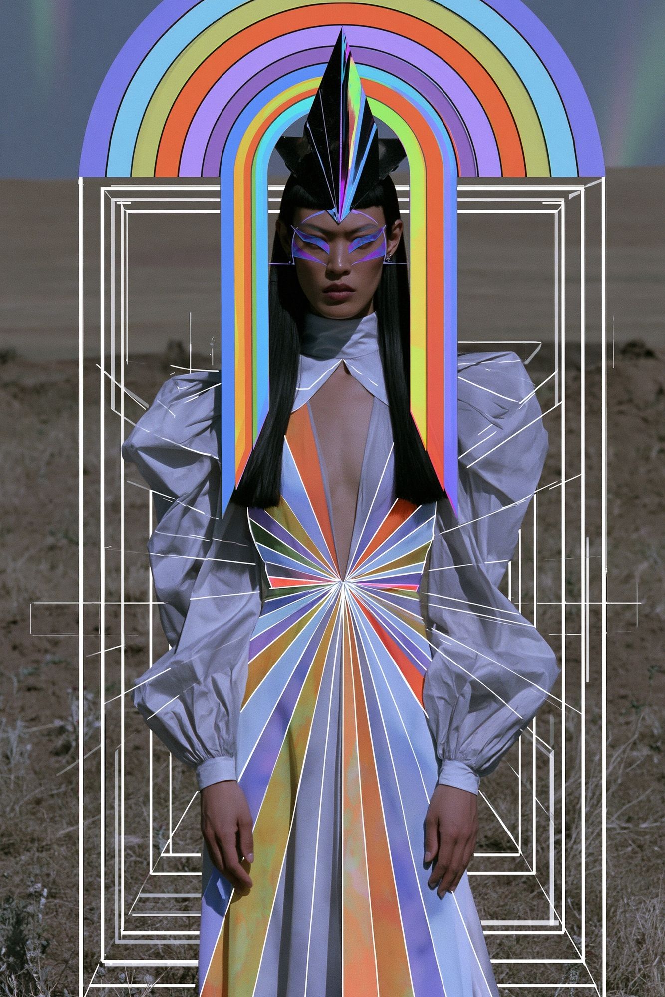 Futuristic Rainbow Fashion Portrait Poster. poster — fashion art