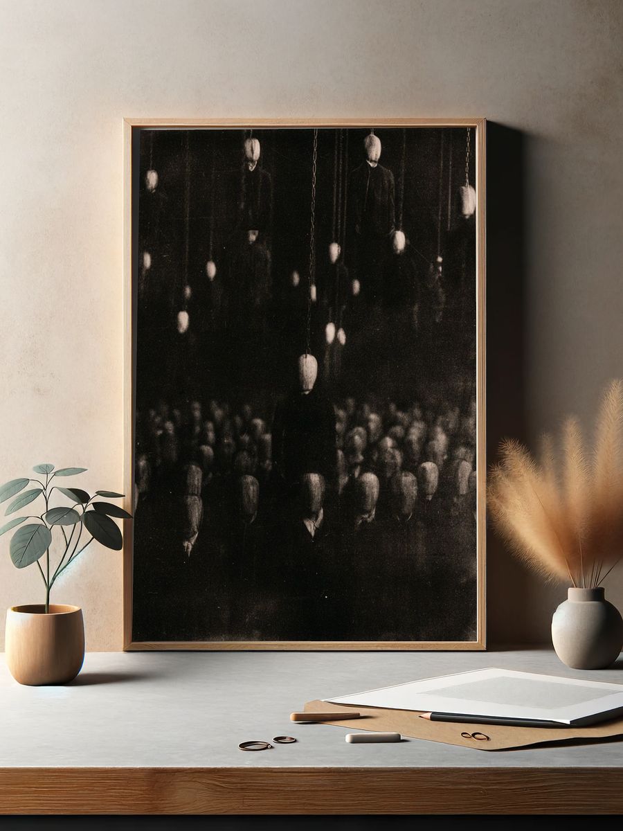 Suspended Figures Black-White Print. — room view 2
