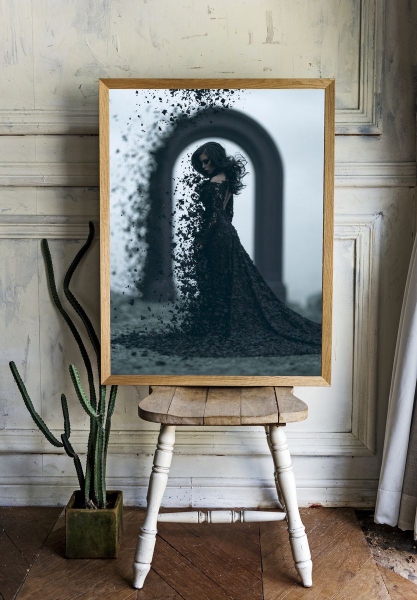 Dark Surreal Woman Print. room preview