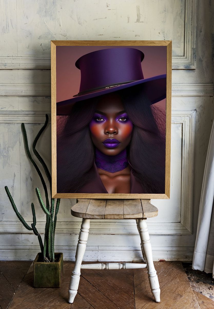 Purple Portrait Fashion Poster. — room view 1
