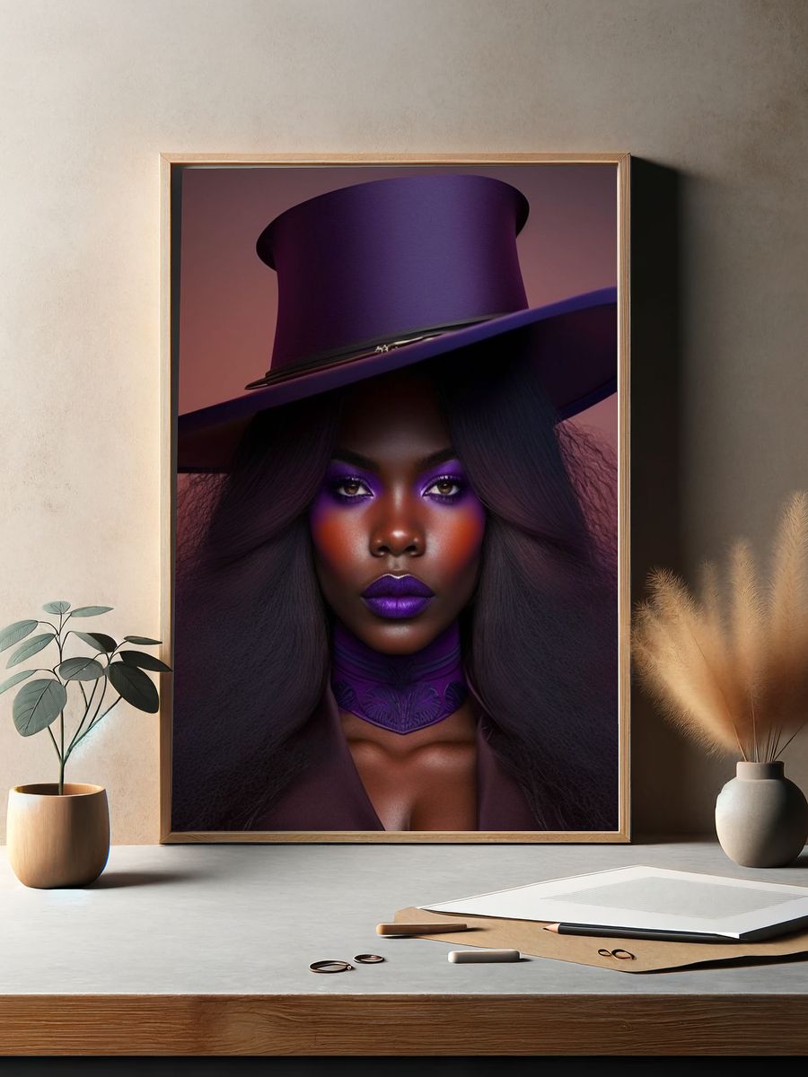 Purple Portrait Fashion Poster. — room view 2