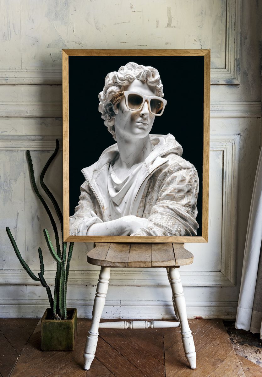 Marble Sunglasses Bust Illustration Poster. — room view 1