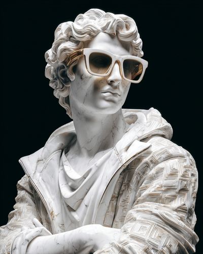 Marble Sunglasses Bust Illustration Poster. poster